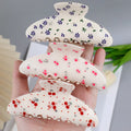 New Fruit Red Cherry Flower Hair Accessories Rhinestone Pvc Print Grab Clip Shark Clip Hair Claw