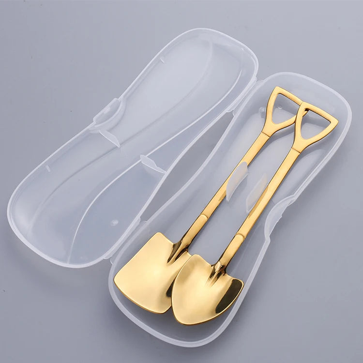 15-20cm Stainless Steel Shovel Shaped Spoons Gold Coffee & Tea Spoon for Ice Cream for Giveaways