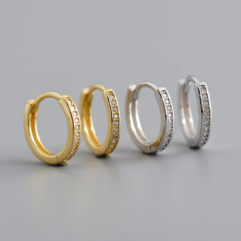 New Classic Cute Design 925 Sterling Silver Cubic Zirconia Stone Pave Hoop Earrings for Women