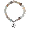 Natural Mixed Frosted Amazonite Beads Bangle 8MM Buddha Head Energy DIY Stretch Yoga Lotus Wristband Stones Beaded Bracelet