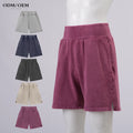 Summer 100% Cotton French Terry Heavyweight Drawstring Vintage Washed Mens Shorts Distressed Solid Vintage Washed Men Shorts