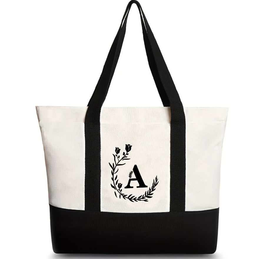 Custom Printed Logo Canvas Shopping Bags Gift Portable Shoulder Bags Ladies Tote Weekend Bags Large Capacity Foldable Handbags
