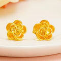 24K Gold Plated Flower Earring Creative Flower Stud Earrings for Women