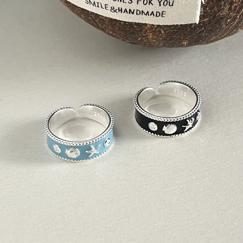 Fashion Ocean Series Factory Wholesale Sliver Plated 925 Sliver Ring Ladies Custom Women Jewelry Rings
