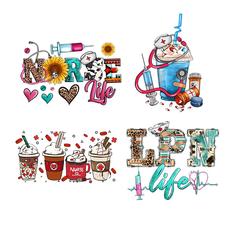 Transfers Designs Ready to Press Nurse Life Heat Transfer Screen Printing Iron on Transfer for Clothes