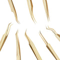 Professional Stainless Steel Eyelash Print Gold Lash Tweezers for Grafting