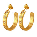 Fashion Earrings 18K Gold Star Inlaid Zircon Flat Wide C-shaped Earrings