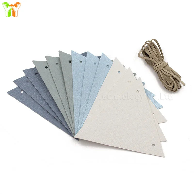 Outdoor Camping Rope Leather Flag Color Pennant Flags DIY Camping Tent Decorations