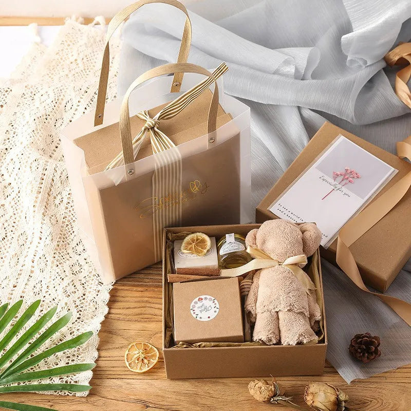 Wedding Valentine's Day Beige Simple Elegant Boxycharm Subscription Eco-friendly Cookie Candy Packaging Paper Box With Ribbon