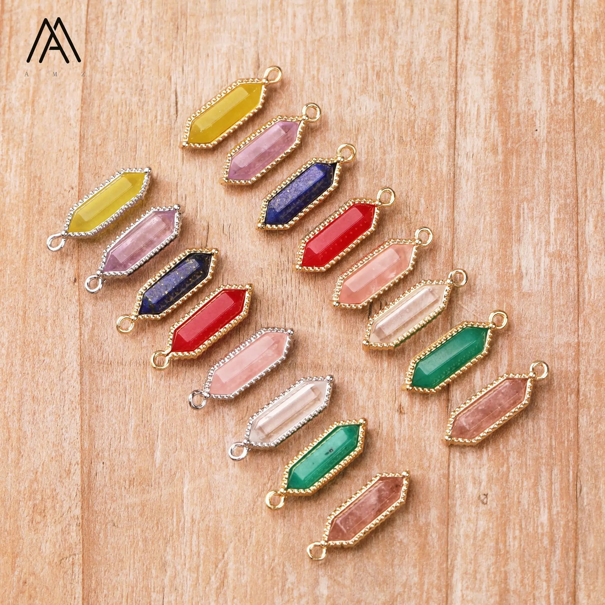 Mini Classic Children's Pendants Healing Crystal Quartz Natural Gemstone Double Point Charms Necklace Earrings Gifts