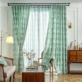 American Country Style Living Room Bedroom Polyester Printed Blackout Curtains Green Printed Ready-Made Curtains