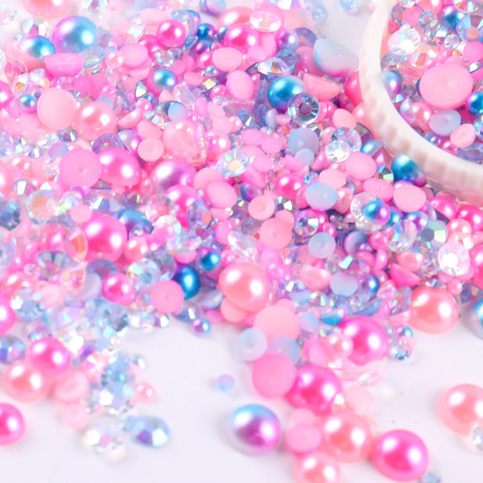 Hot Sales 3d Resin Pearl Nail Art Charm Rhinestones Pearl Nail Art Charm Bulk Package Pearl Mix Resin Rhinestone
