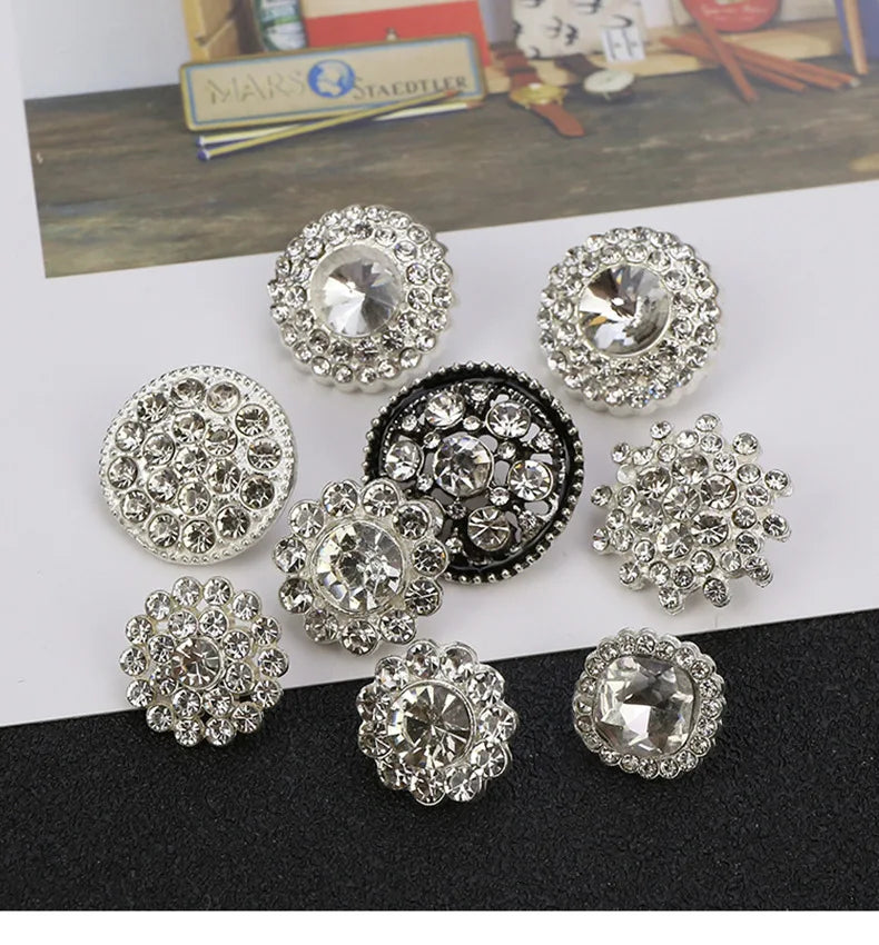 Factory Price Rhinestones Round Shape Snap Button Sewing Crystal Buttons for DIY Garments Clothing Jewelry Making Accessory