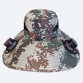 Custom Logo Adult Wide Brim Printed Outdoor Fishing Oversized Sun Hat Mens Camo Flouted Reversible Cord Bucket Hat Solar Fan Hat