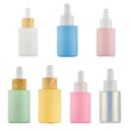 Luxury 30ml Mini Round Glass Dropper Serum Bottles Mini Colored Pink Blue White for Skin Care Oil Cream Face Cream