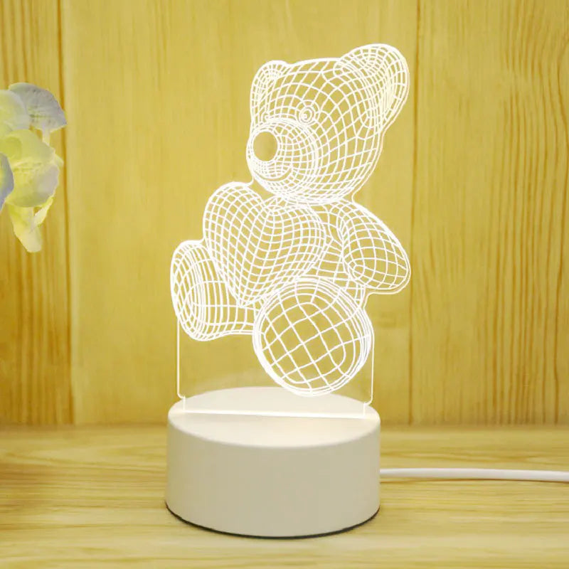 3D Night Lights Optical Illusion Lamps USB Plug LED Night Lamps Acrylic Light Bedroom Room Decorative Gift for Kids
