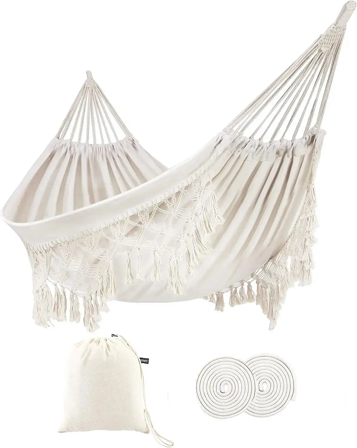 Woqi Fast Delivery Thick Large Large Fringed Single Cotton Perch Kamping Hamak Travel Hammock