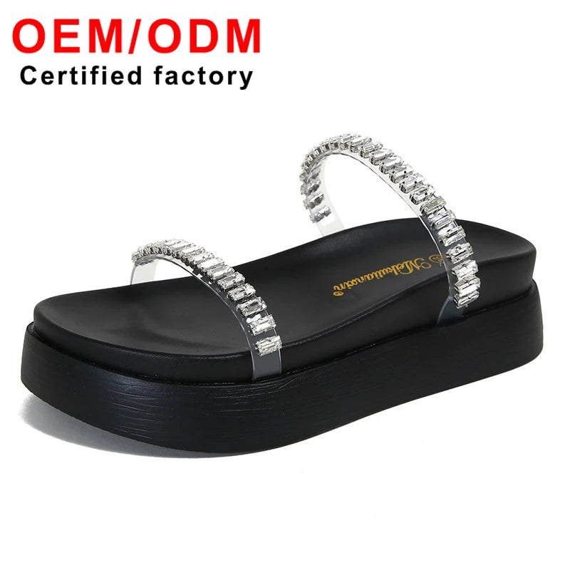 Two Diamond Strap Designs Luxury Anti-Slippery Light Women's Summer for Slippers Fashion Open Toe Platform Sandals Women Shoes