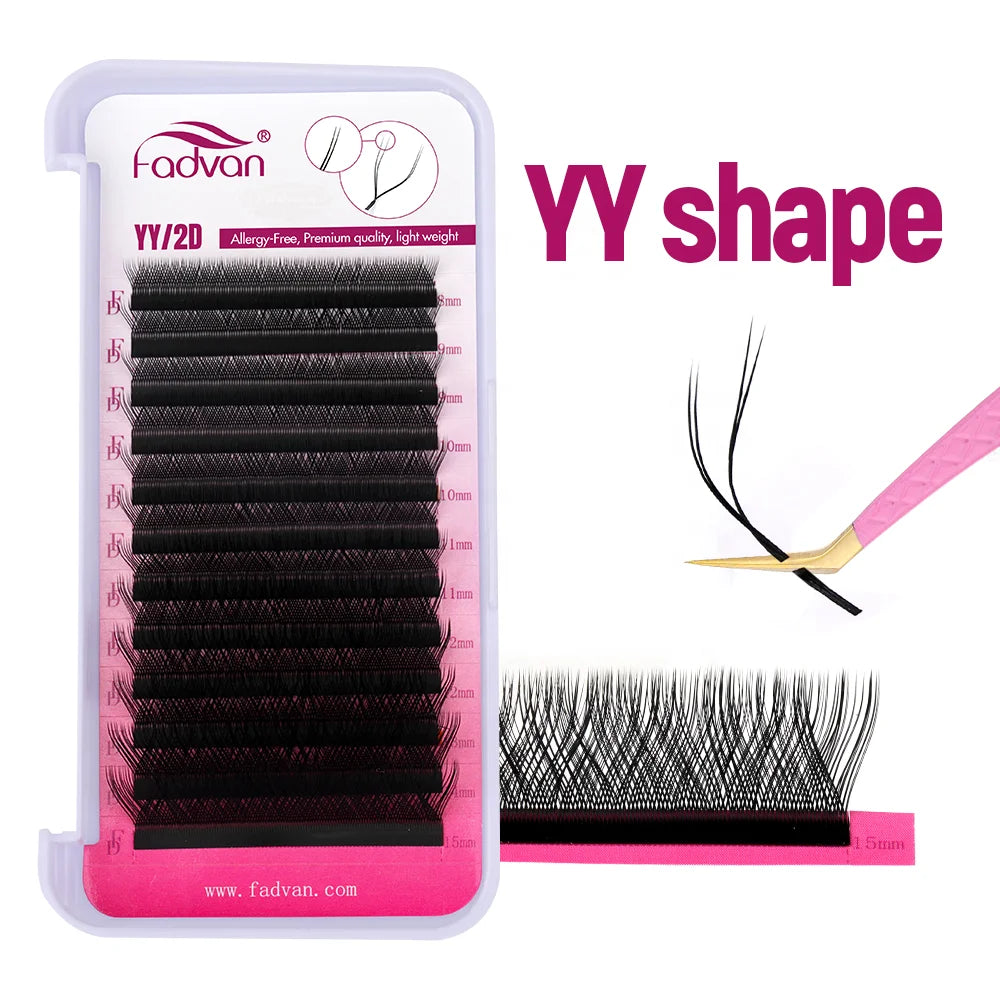 Fadvan Wholesale Customization YY W Shape Lash Extension Mesh Cilios Hand-woven Clover 05 07 C D L Lash De Pestaas Cilia YY Lash