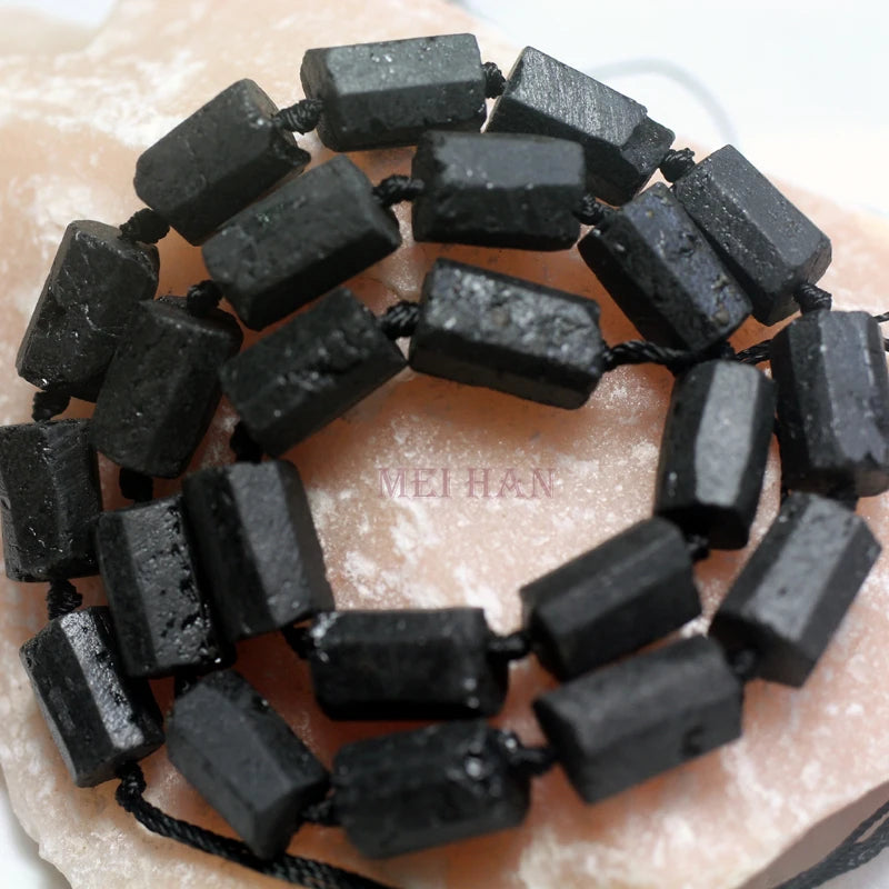 Meihan Natural Black Tourmaline Grinding Gravel Loose Beads for Jewelry Design or DIY