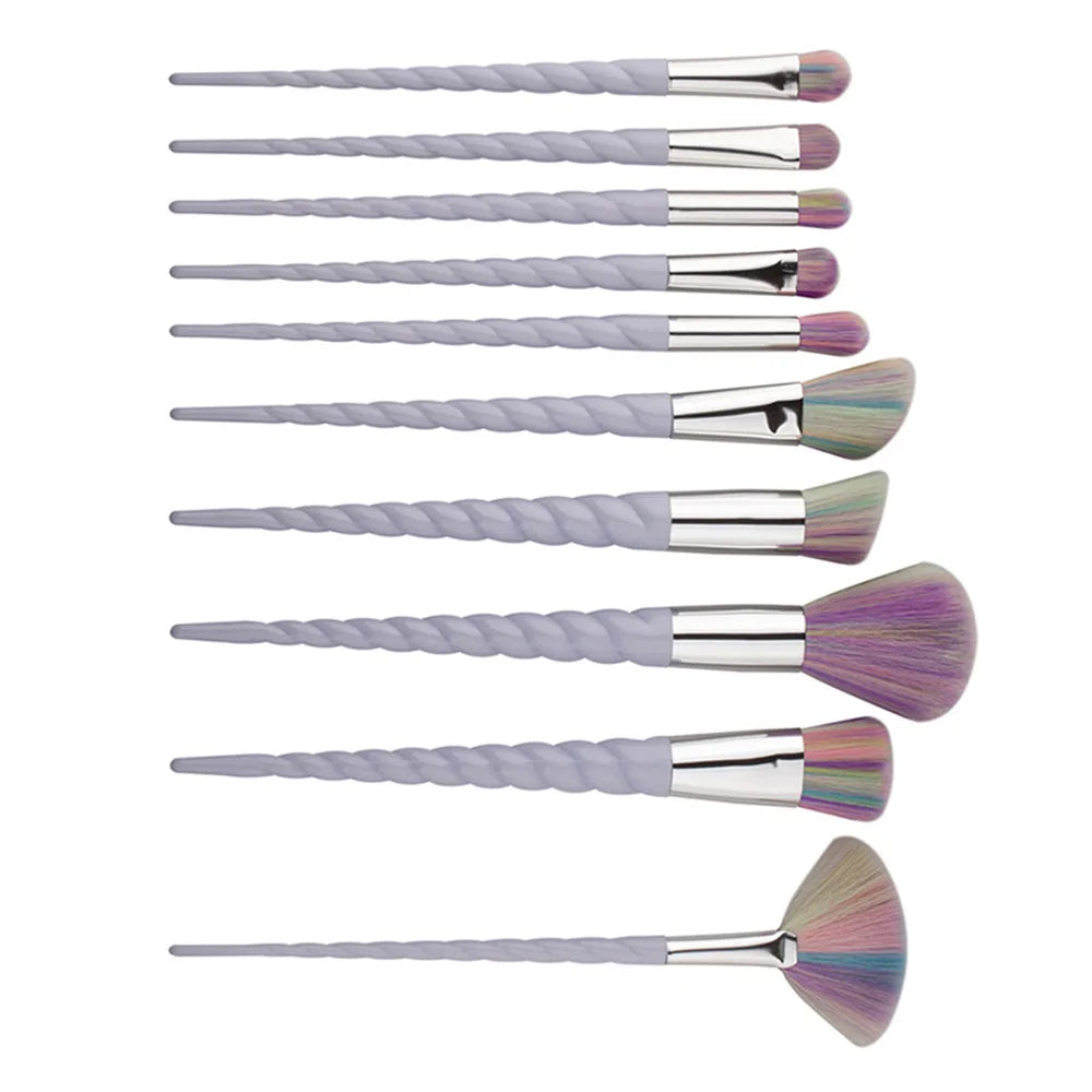 10pcs Makeup Brushes With Colorful Bristles Handles Fantasy Makeup Brush Set Foundation Eyeshadow Brush Kit