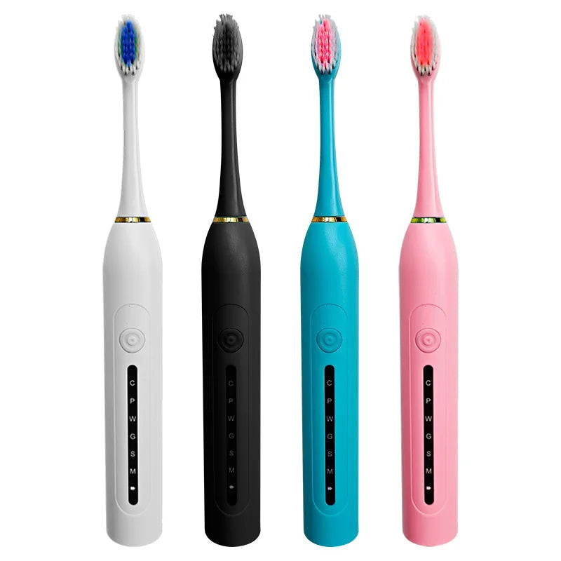 Customize Logo 4-Piece Adult Sonic Electric Toothbrush Set with Soft Bristle Heads 6 Modes IPX7 Waterproof 2-Min Timer Multi-Use