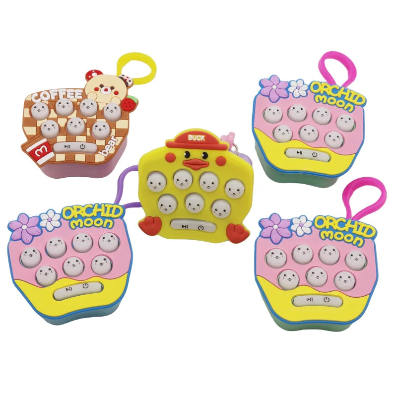 Wsnbwye Push Puzzle Game Pop Electric Gift Sublimation Pendant Fan Console Press Electric Fidget Toy Keychain