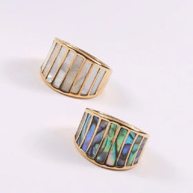 High End Fashion Chunky Full Shell Ring Punk Non Tarnish 18k Gold Plated Stainless Steel Ring Anillos De Acero Inoxidable