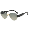2025 Rimless Gold Frame PC Sunglasses for Women Vintage Oval UV400 Sun Glasses with Sun Shade Eyewear for Riding