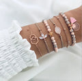 6 Pcs/set Retro Women Fashion Bracelets Water Drop Diamond Bracelet Tassel Charm Bracelet Set