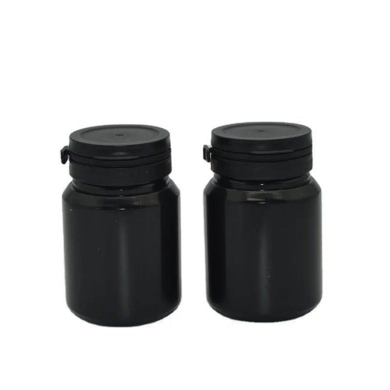 Supply 50ml Black Solid Medicine Bottle Plastic Health Care Bottle sealed Pull Ring Lid Capsule Pill Empty Bottle