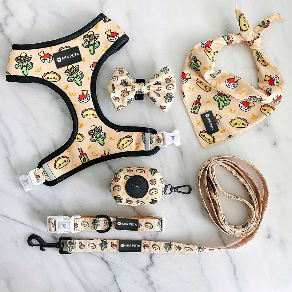 Hot Seller Custom Pattern Dog Harness Set Pets Soft Breathable Dog Harness