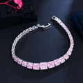 Gorgeous Charms Square Light Pink Cubic Zirconia Wedding Accessories Fashion Bracelet Jewelry for Women Party Mother's Day Gift