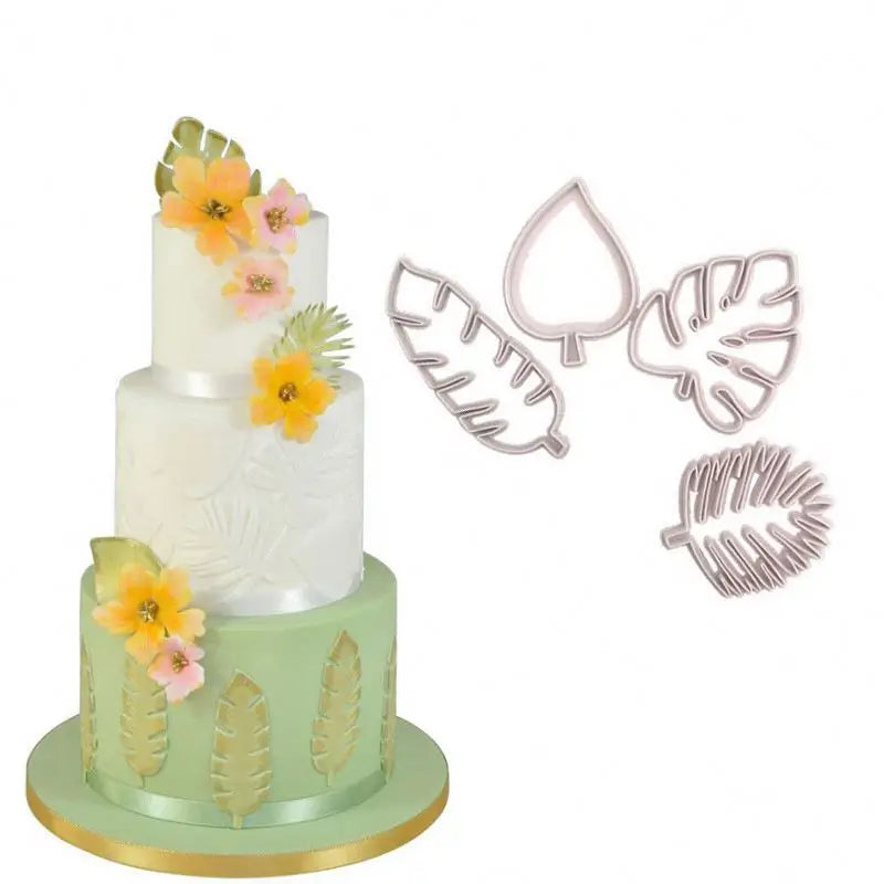 4pcs Leaf Leaves Jungle Biscuit Cookie Cutter Fondant Cake Decorating Mold