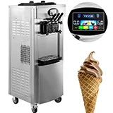 EU Stock 2200W Commercial Soft Ice Cream Machine 3 Flavors PreCooling at Night Auto Clean LCD Panel