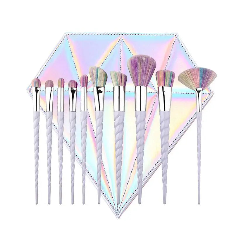 Yue Free Sample Custom Private Logo Luxury Synthetic Hair Plastic Handle Face Makeup Brush Set Concealer Skin-friendly PU Bag