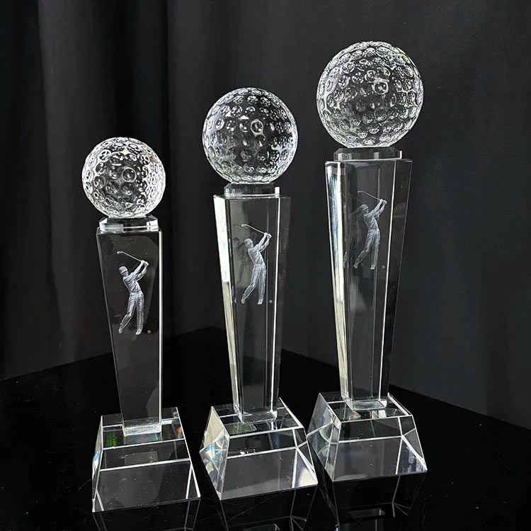 Clear Glass Crystal Golf Ball Sports Trophy MH-J0744