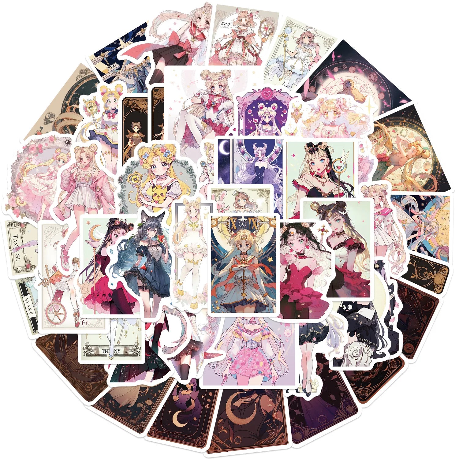 2024 New 50PCS Tarot Deck Astrology Divination Anime Girls Card Sailor Moon Sticker