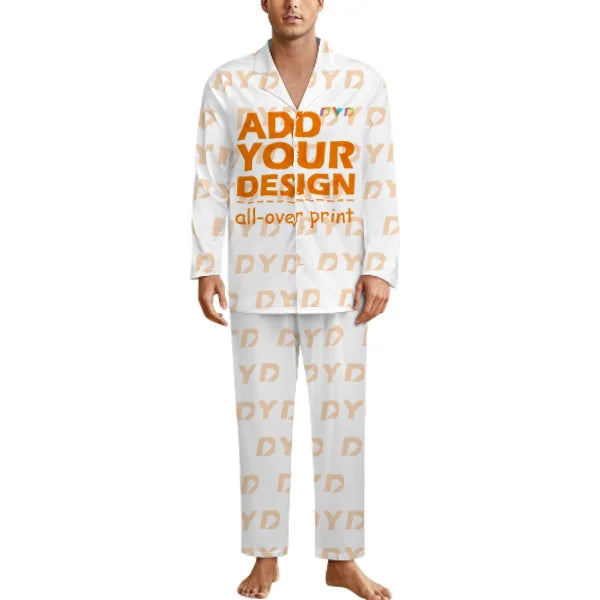 Men Pajamas Set Long Sleeve Loungewear Two-piece Sleepwear Sets Button-Down Pajama
