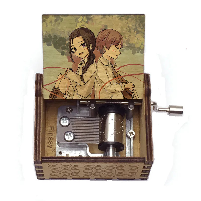 Good Sale Craft Wooden Hand Crank Diy Song Isabellas Lullaby Music Box Personalized Gifts for the Promised Neverland MegaBDM