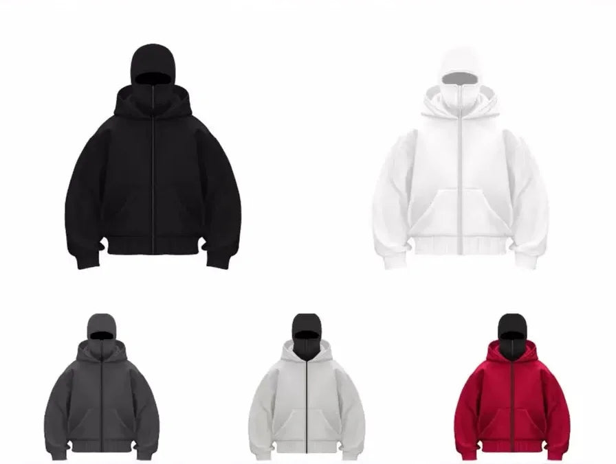 New Unique Design Double-layer Hooded Zip-up Hoodie Loose Fit Street Style Unisex