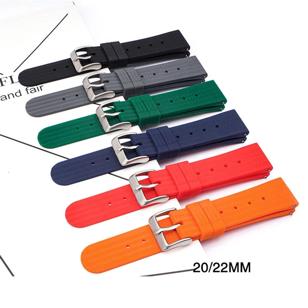 20mm 22mm Silicone Watch Strap Men Sport Diving Waterproof Quick Release Rubber Wrist Band Bracelet for  SRP777J1