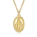 Olivia 31mm Medallion Miraculous Medal Catholic Necklaces Virgin Mary Oval Disc Necklace Religious Pendant Charm Necklace MegaBDM
