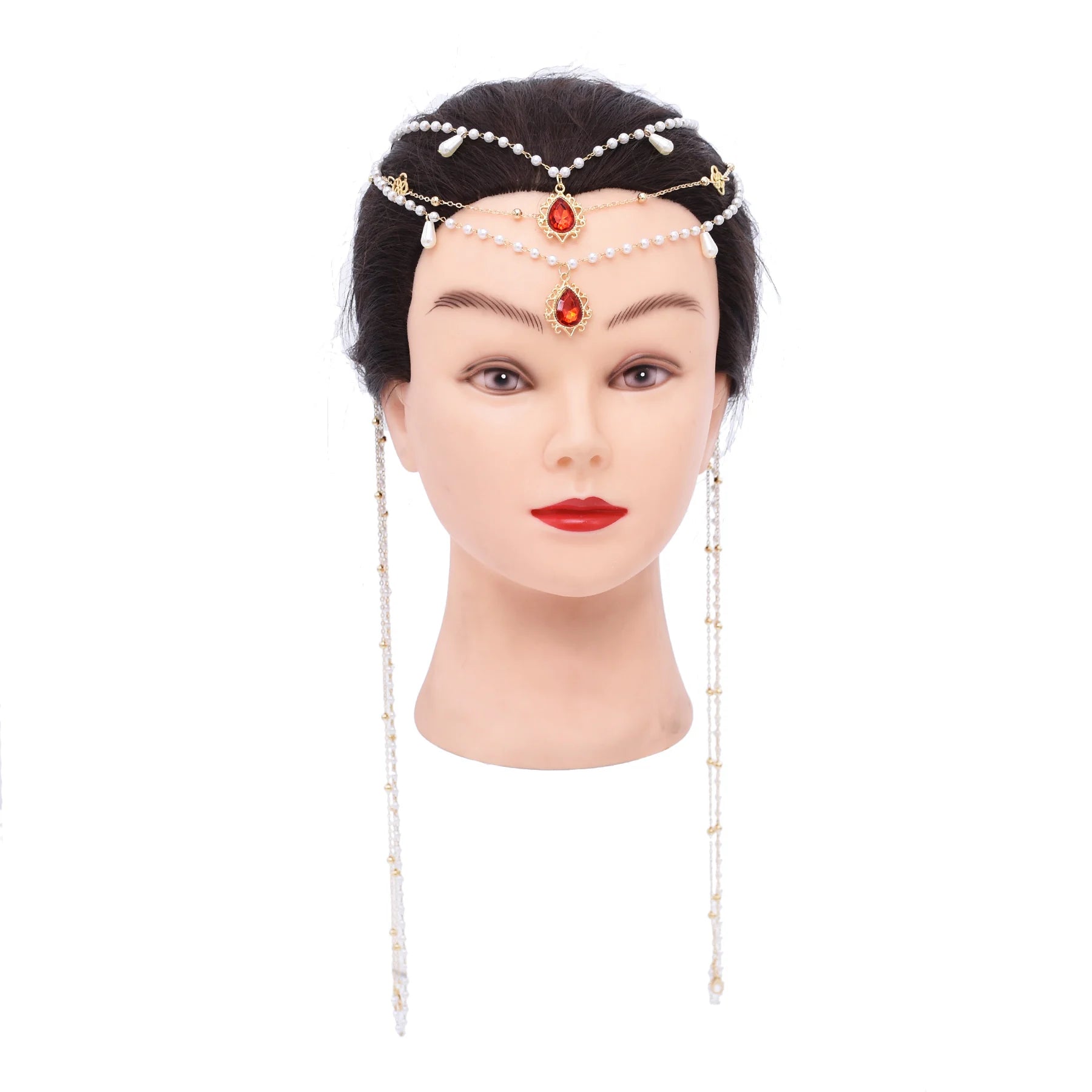 Antique Style Hanfu Accessories Multi-layered Imitation Pearl Tassel Costume Headwear Chinese Style Hair Chain