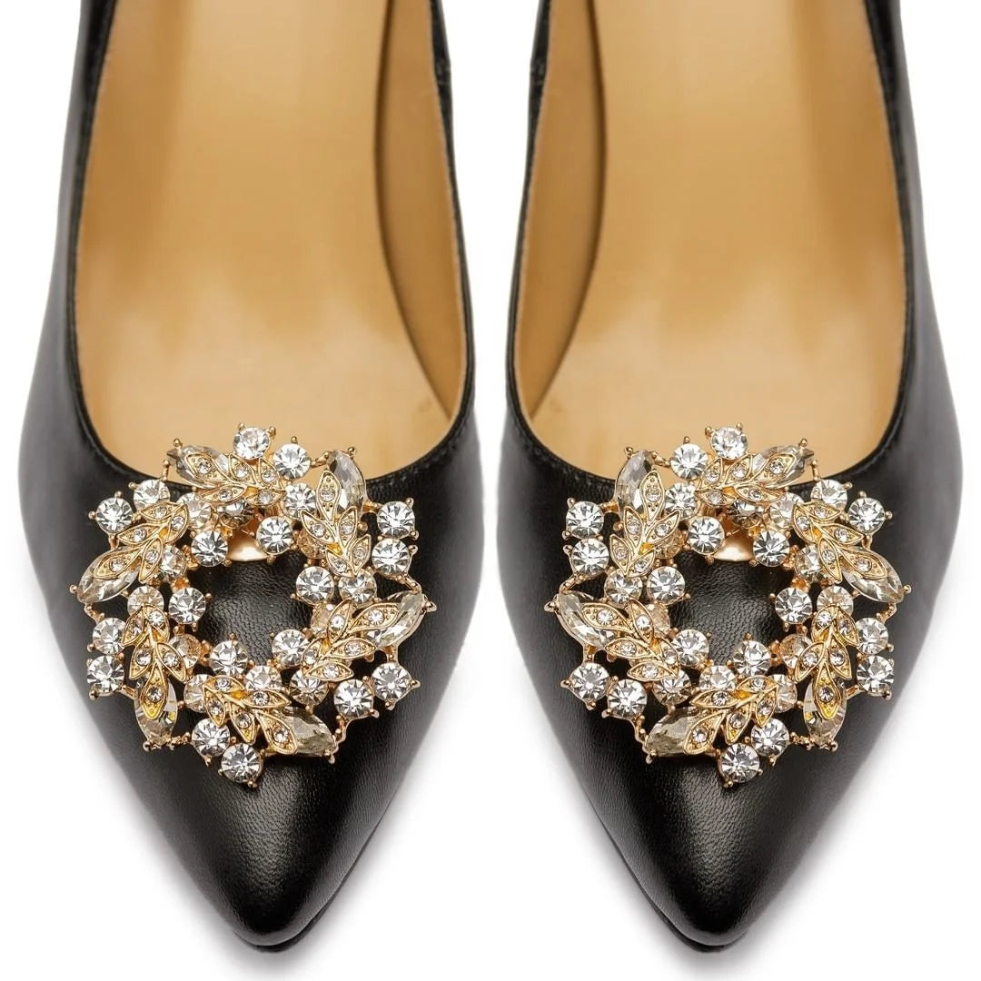 Colorful Wreath Rhinestone Crystal Shoe Clips for Lady High Heel Sandal Wedding Shoes Decor Removable Clip on Shoes Accessories