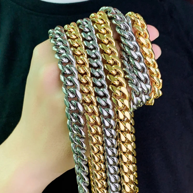 Wholesale Custom Hip Hop Cuban Curb Link Mens Miami Pure Gold 18k Gold Plated Figaro Chain Necklace Cuban Link Necklace