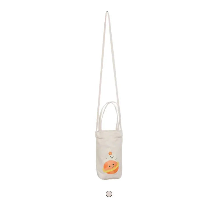 Wholesale Canvas Bottle Bag Mini Women Bubble Tea Cup Round Water Bottle Sling Bag Holder for Shop