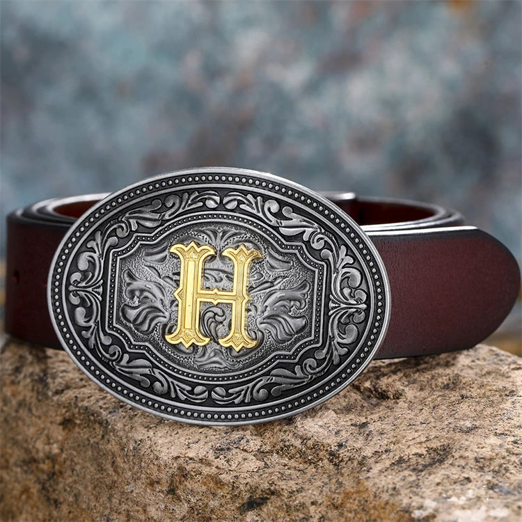 Men's Smooth Western Hip Hop Casual Belt for Buckle American Personality Zinc Alloy Cowboy Plate for Buckle