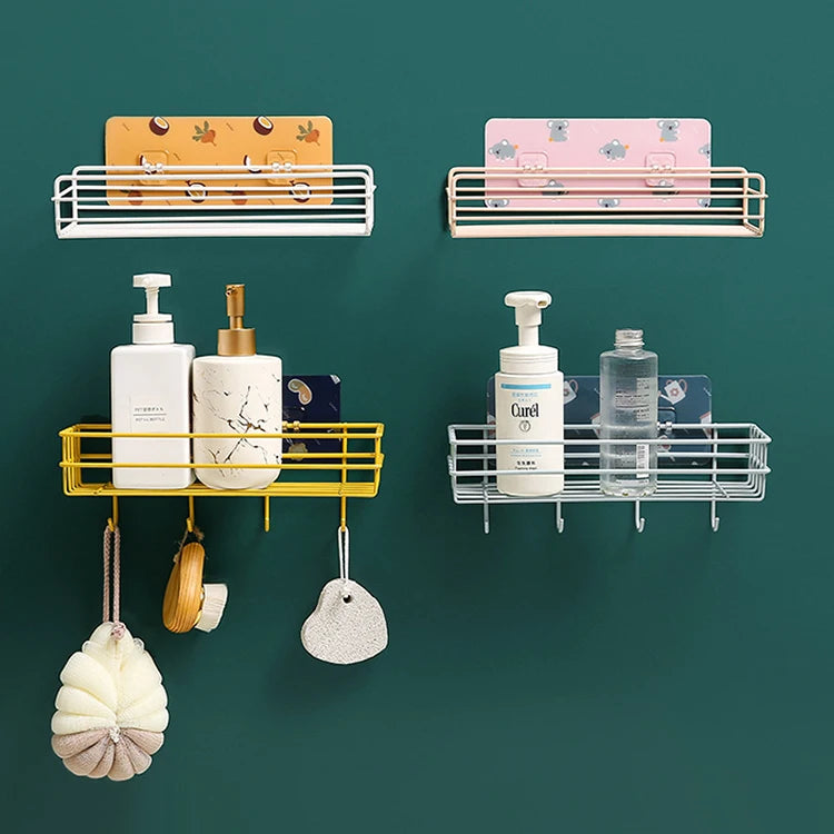 Hot-sale Cartoon Cute Mop Clip Hook Bathroom Iron Metal Bathroom Storage Shelf Rack