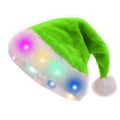 Christmas Hats with Lights LED Red Xmas Plush Santa Hat Customized Festival Party Hat